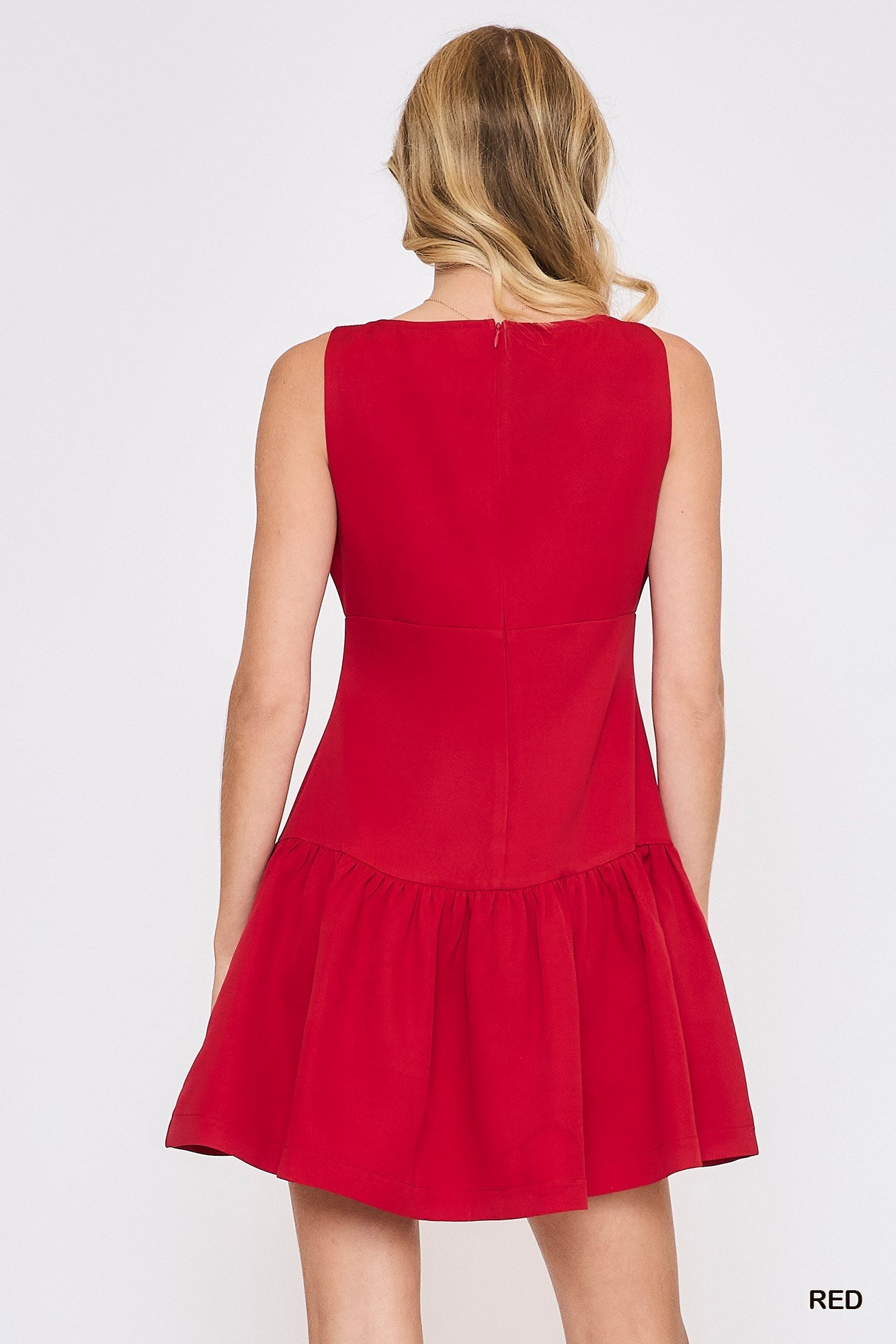 Red Sleeveless Boatneck Mini