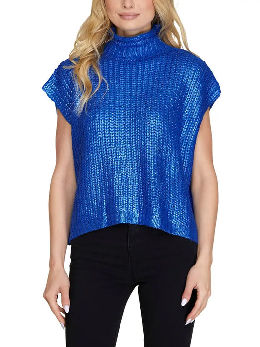 Metallic Blue Knit Top