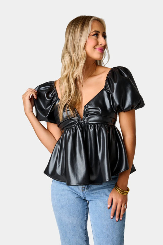 Buddy Love Crop Leather Top